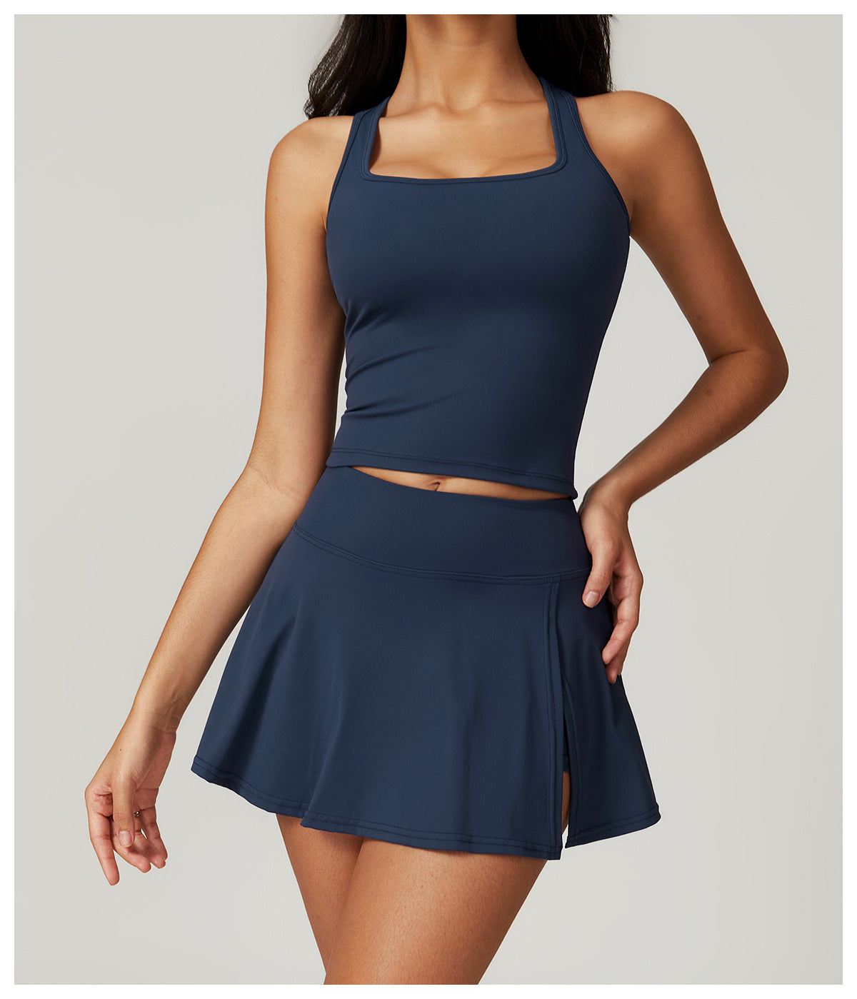 436# AL Women Yoga Tank Skirts Set