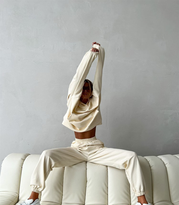 529# A 3D Silver Logo Women Yoga Hooded Sweatshirts Pants Set