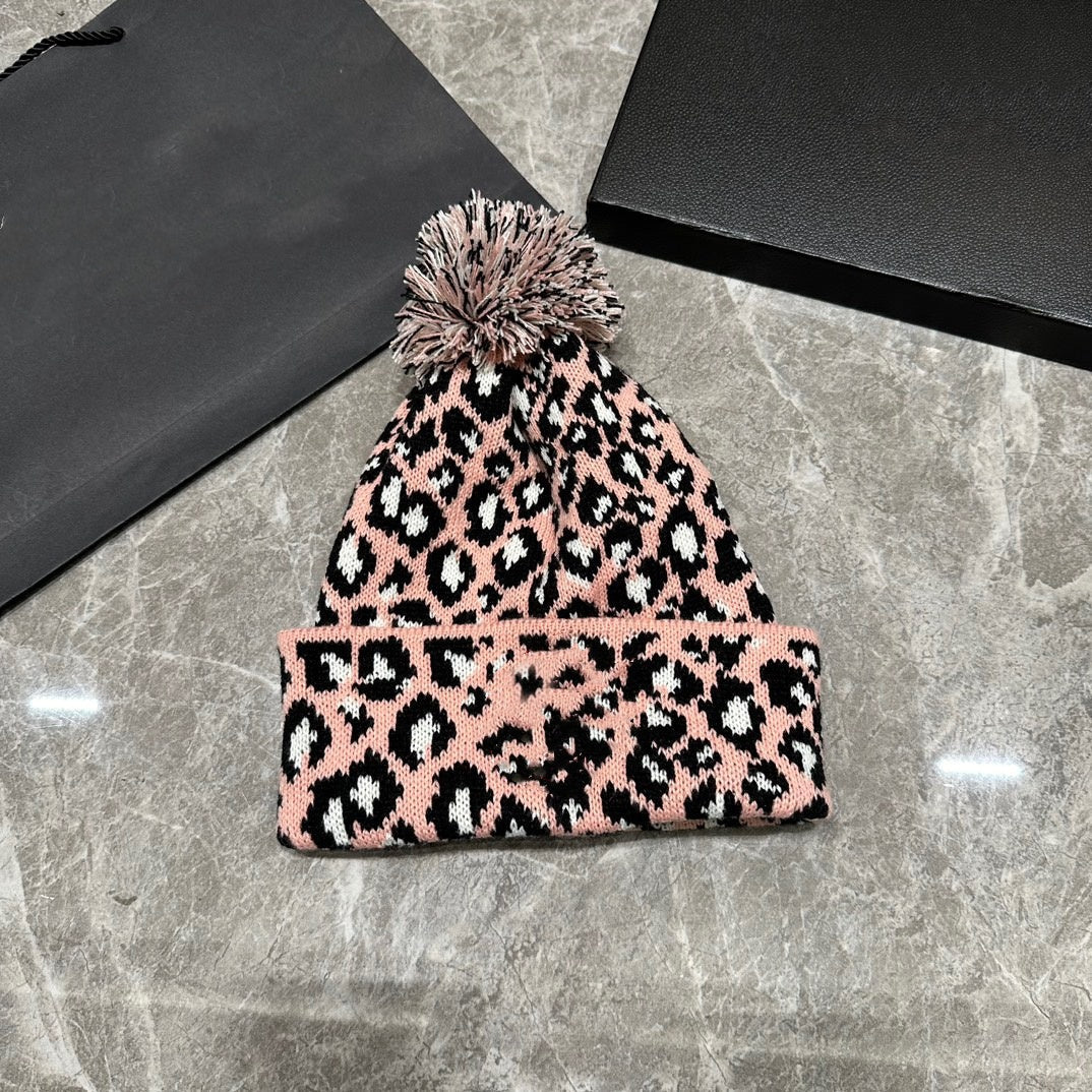 E3582#  Leopard Print Knitted Hat