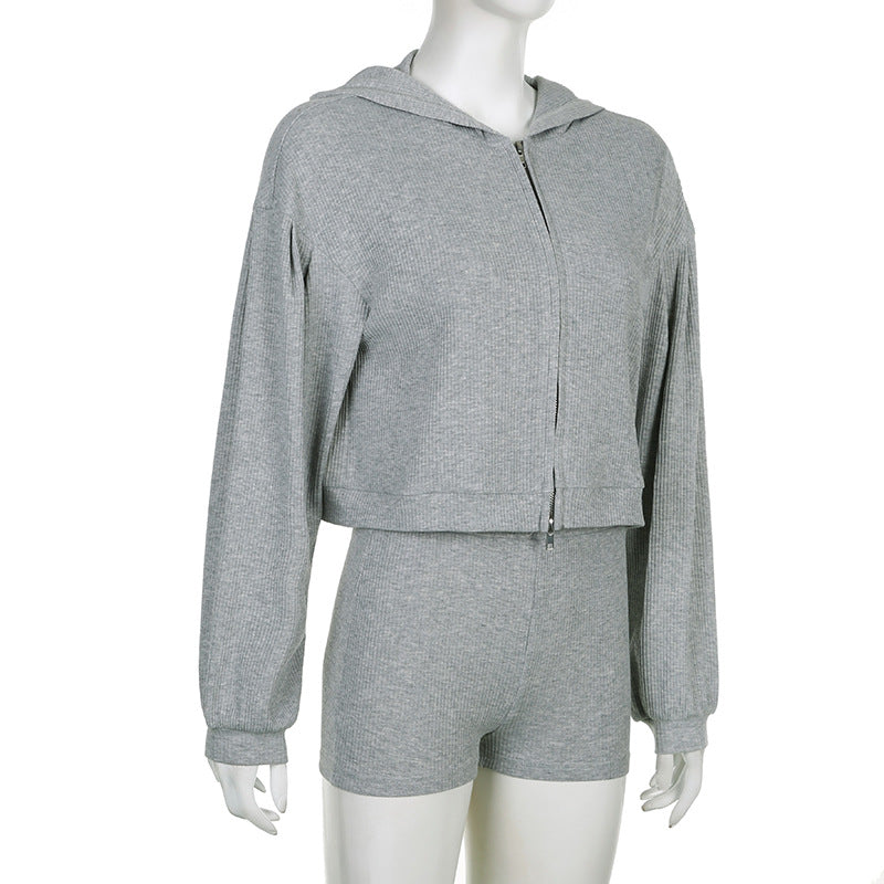 578# A Women Bra Coat And Shorts Three-Piece Set