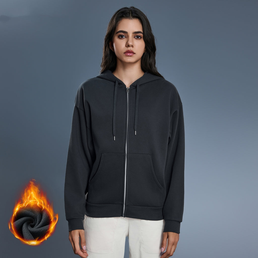 1469#A 3D Silver Logo Women Fleece Zipper Jacket