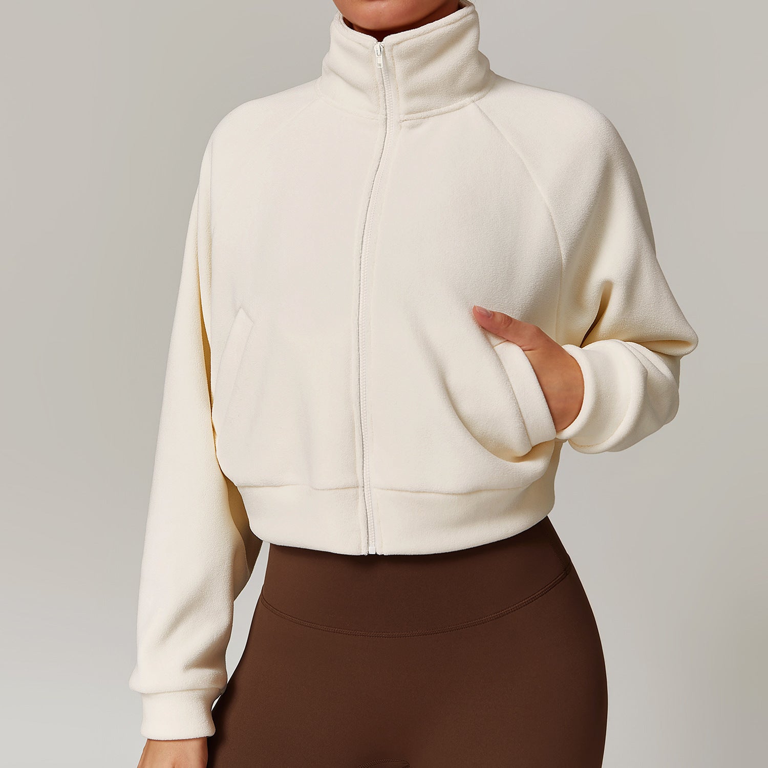 1601# A 3D SIlver Logo Women Fleece jackets