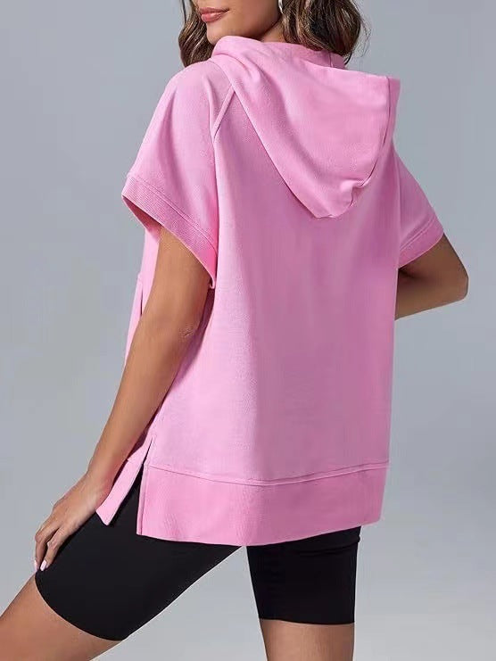 576# A Women Short Sleeve Hooded Sweater