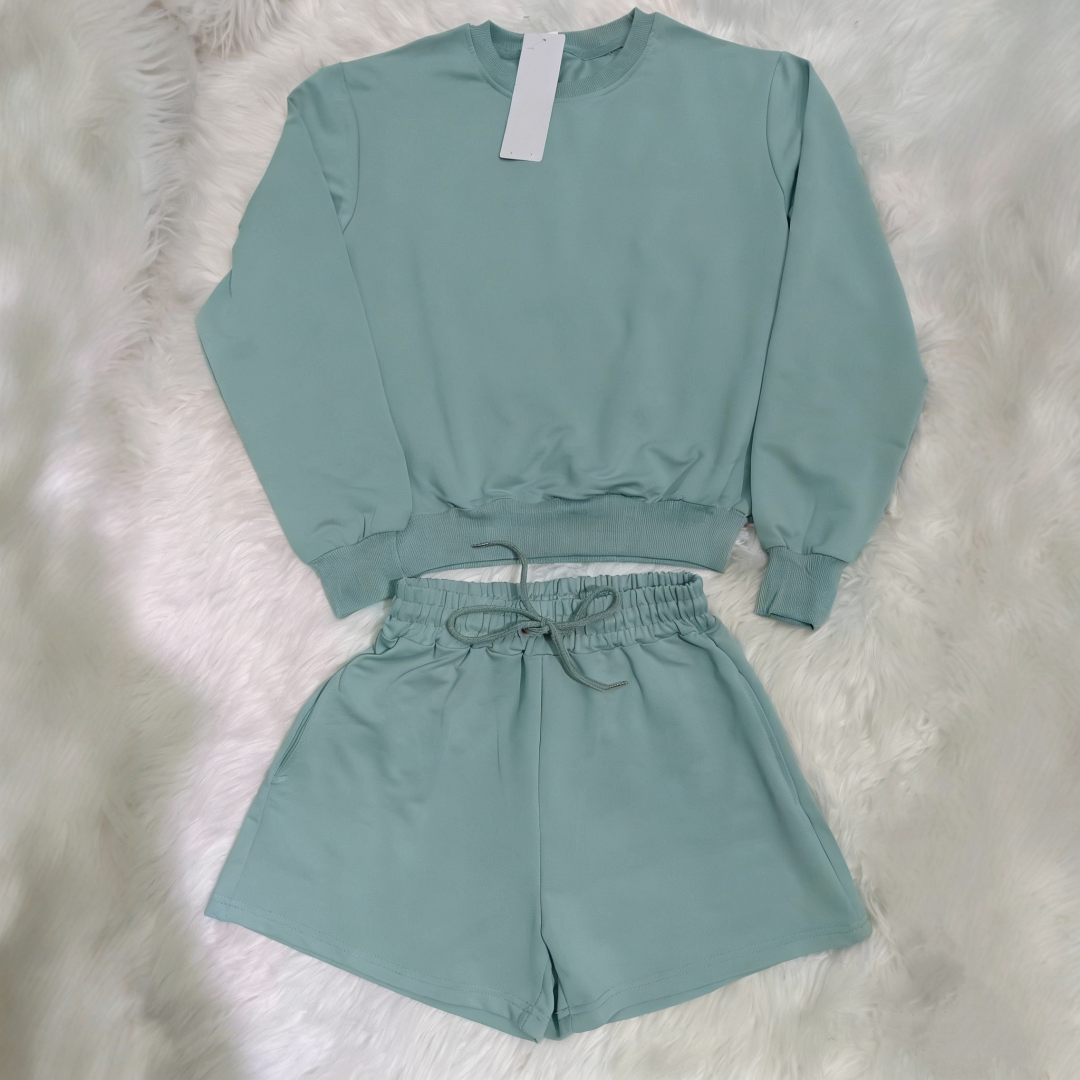 1933# A Women Yoga Sweatshirts Shorts Set