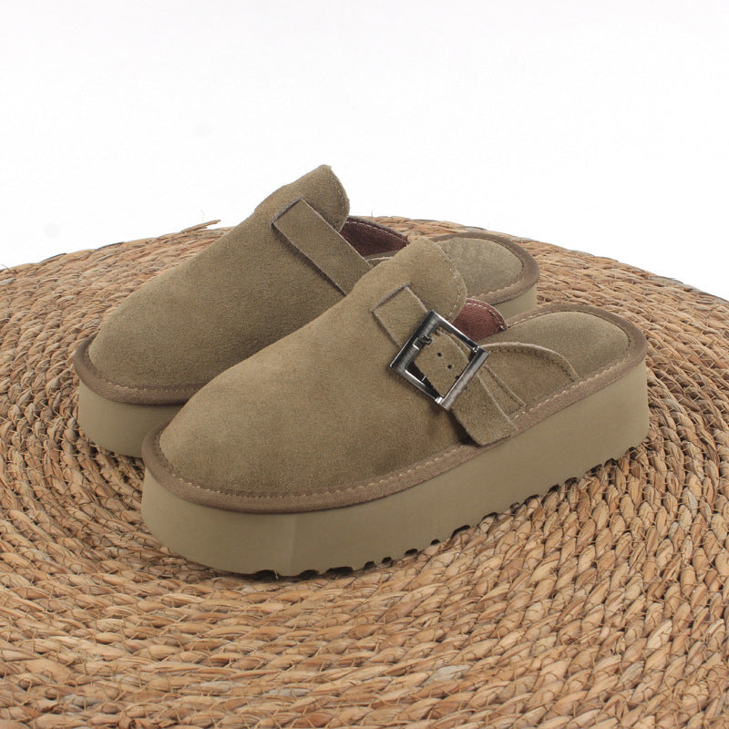 E3061# Women Cow Leather Slipper