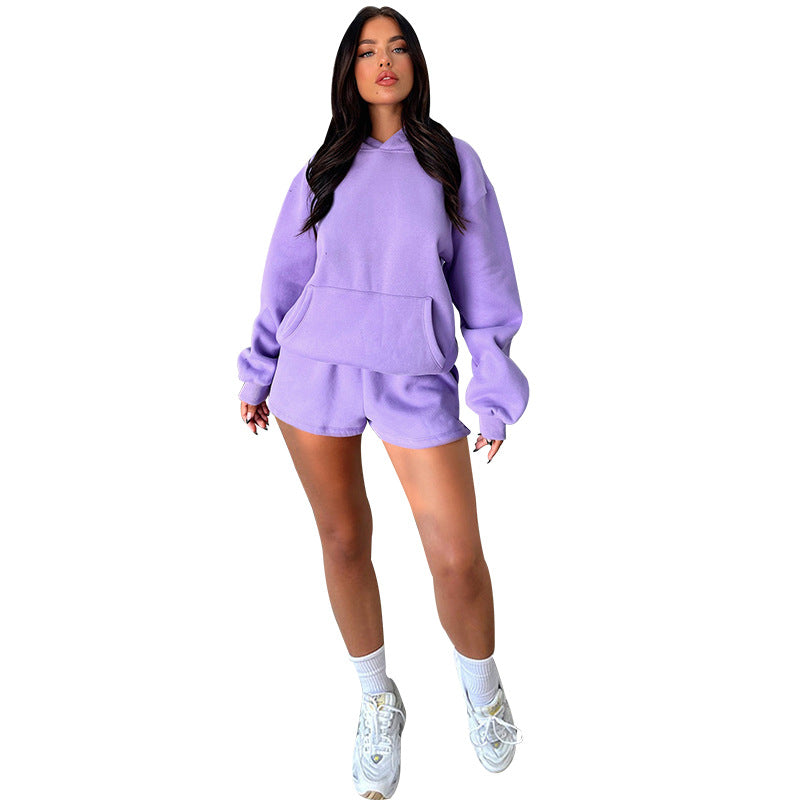 1411# A Logo Women Hoodies Shorts Set