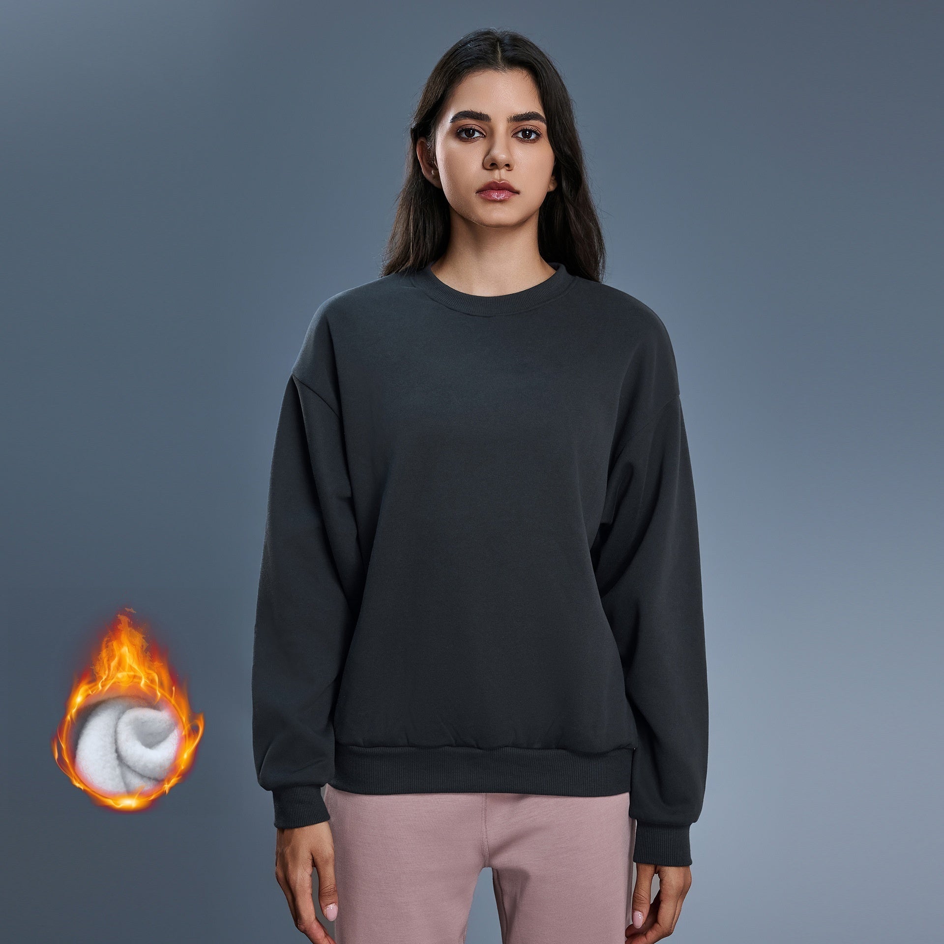 1437#A 3D Silver Logo Women Loose Sweatshirts