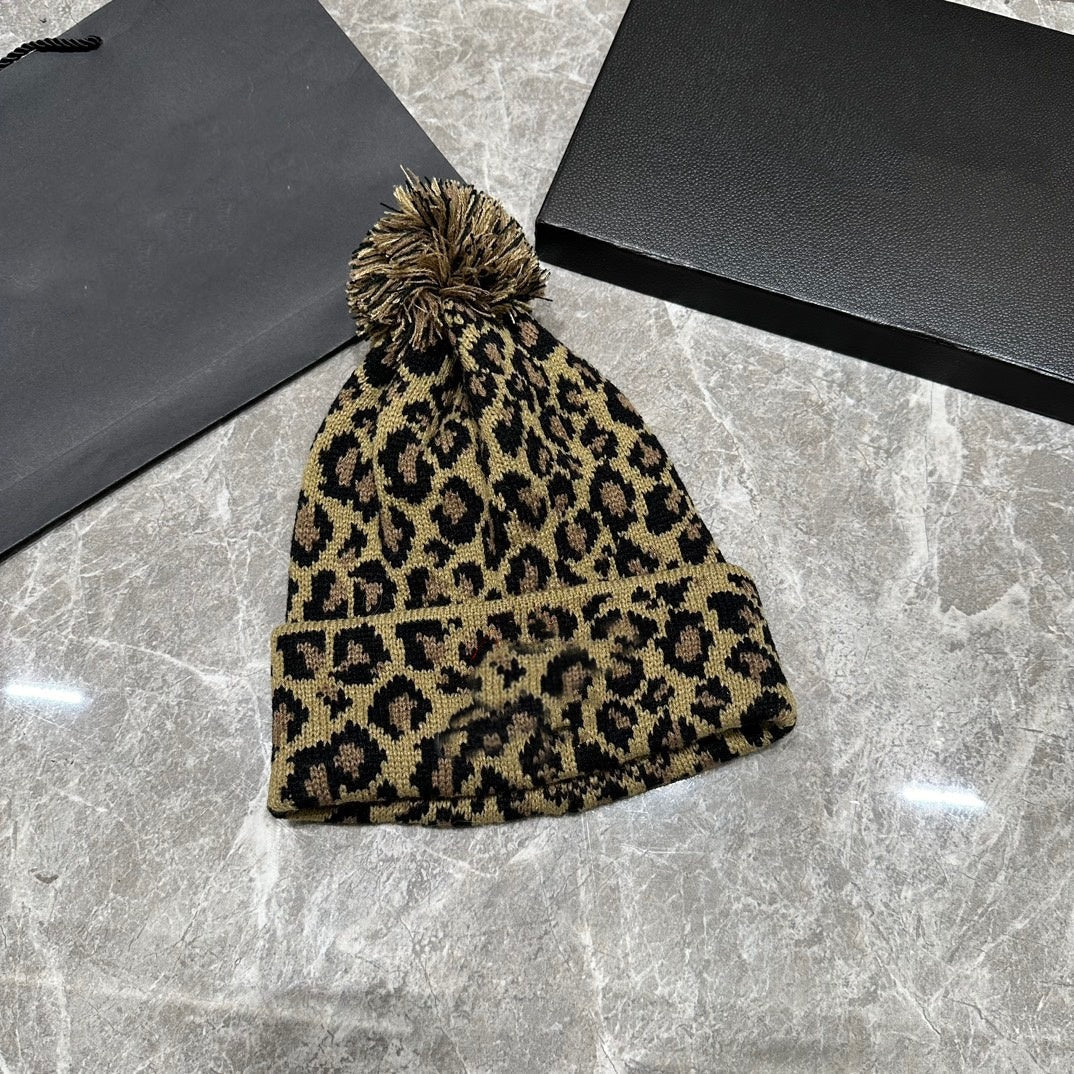 E3582#  Leopard Print Knitted Hat