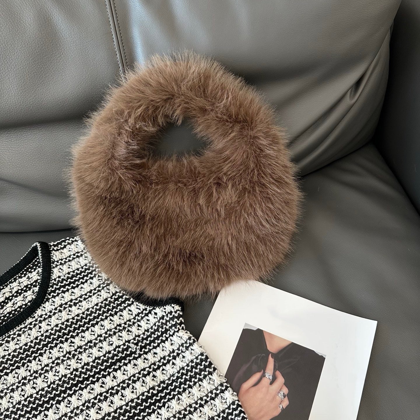 E6704#Faux mink bag