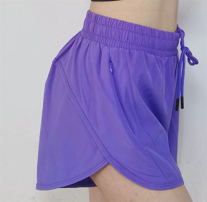 2017# Drawstring Ziper Yoga Shorts