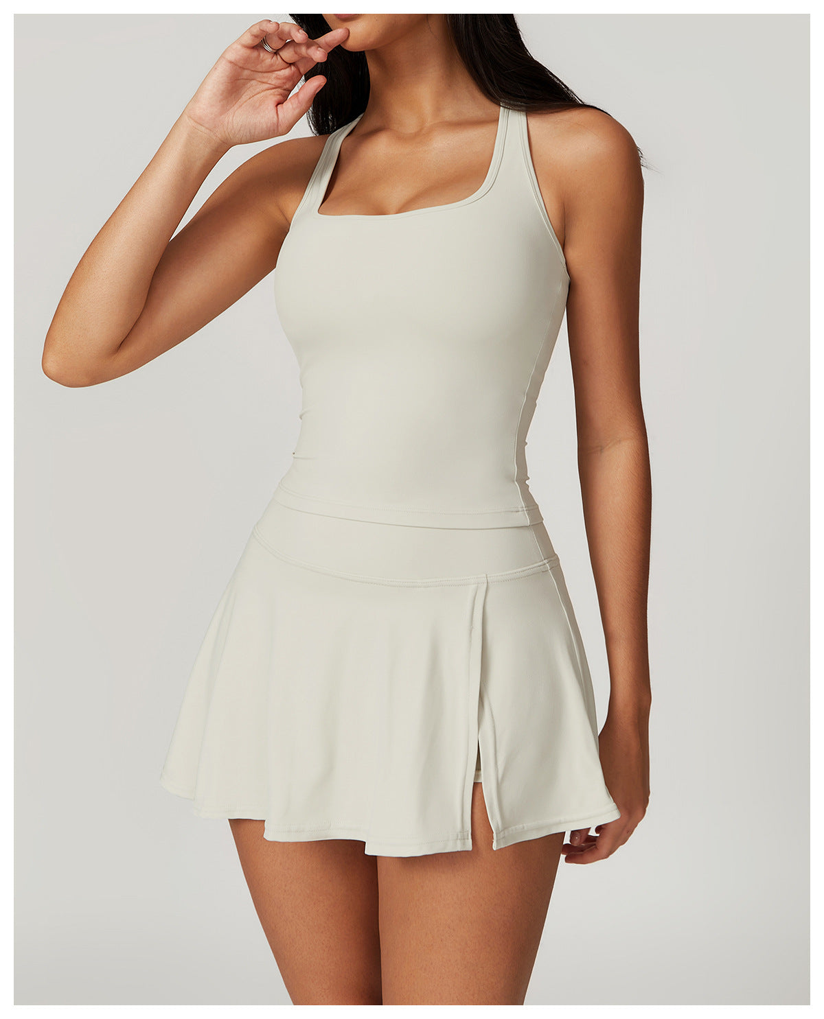 436# AL Women Yoga Tank Skirts Set